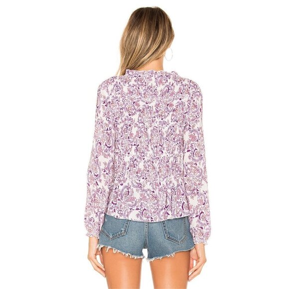 See by Chloe Long Sleeve Paisley Ruffle Top Purple Womens Size 36 US 4 - Picture 3 of 10